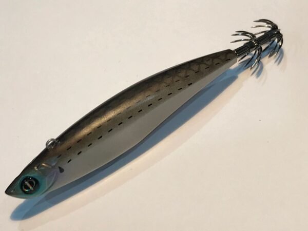 OCEAN RULER MESSIAH 105 SQUID JIG. SILVER BELLY, DARK OLIVE BACK MACKERAL STYLE JIG